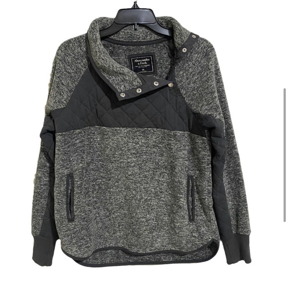 Abercrombie & Fitch Gray Snap Up Fleece Sweater M - Picture 1 of 2